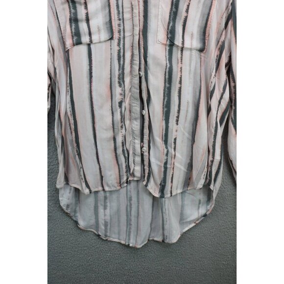 Cloth and Stone Anthropologie Long Sleeve Striped Button Up Top-Medium-Hi Lo - Picture 2 of 11
